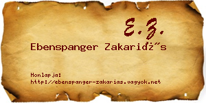 Ebenspanger Zakariás névjegykártya